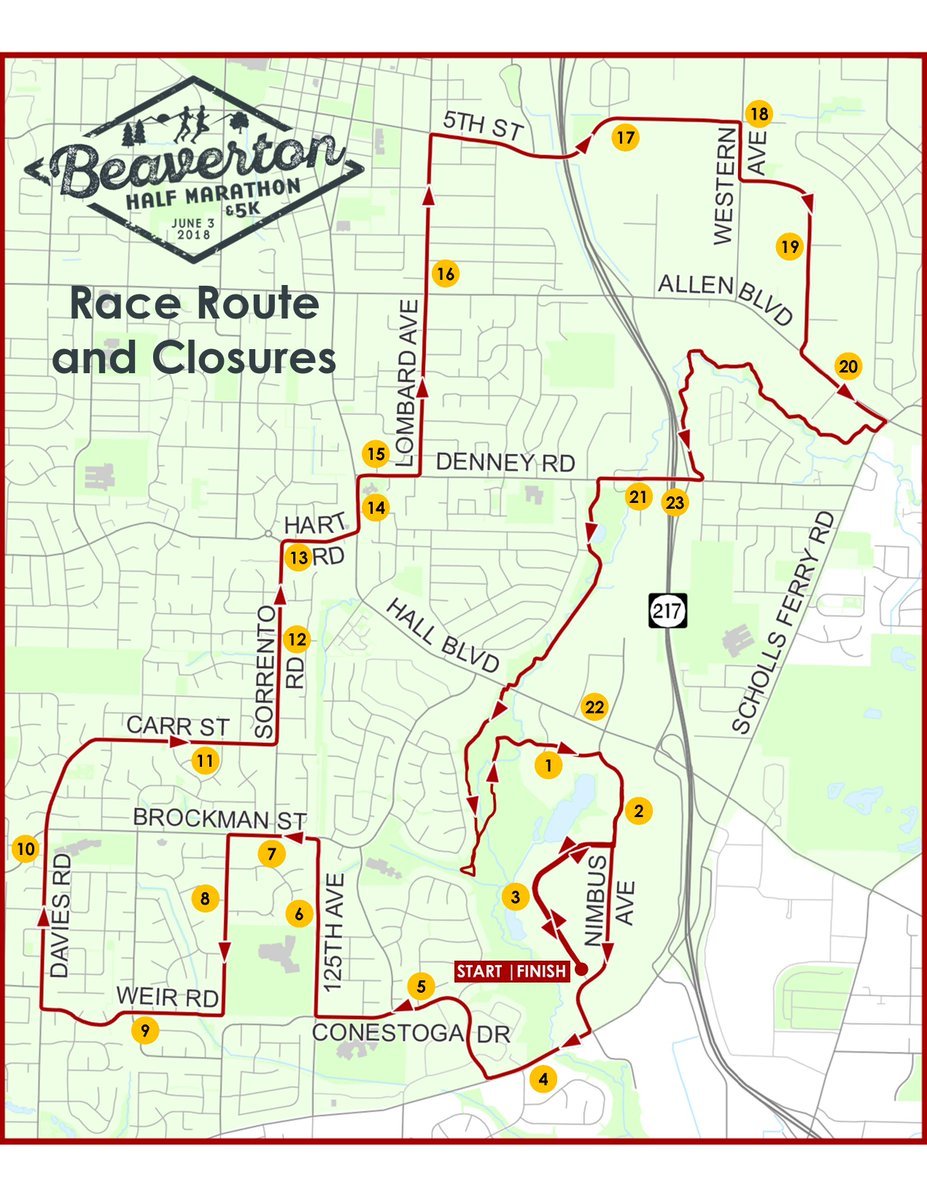 Beaverton Half Marathon Road Closures Sunday June 3rd 2018