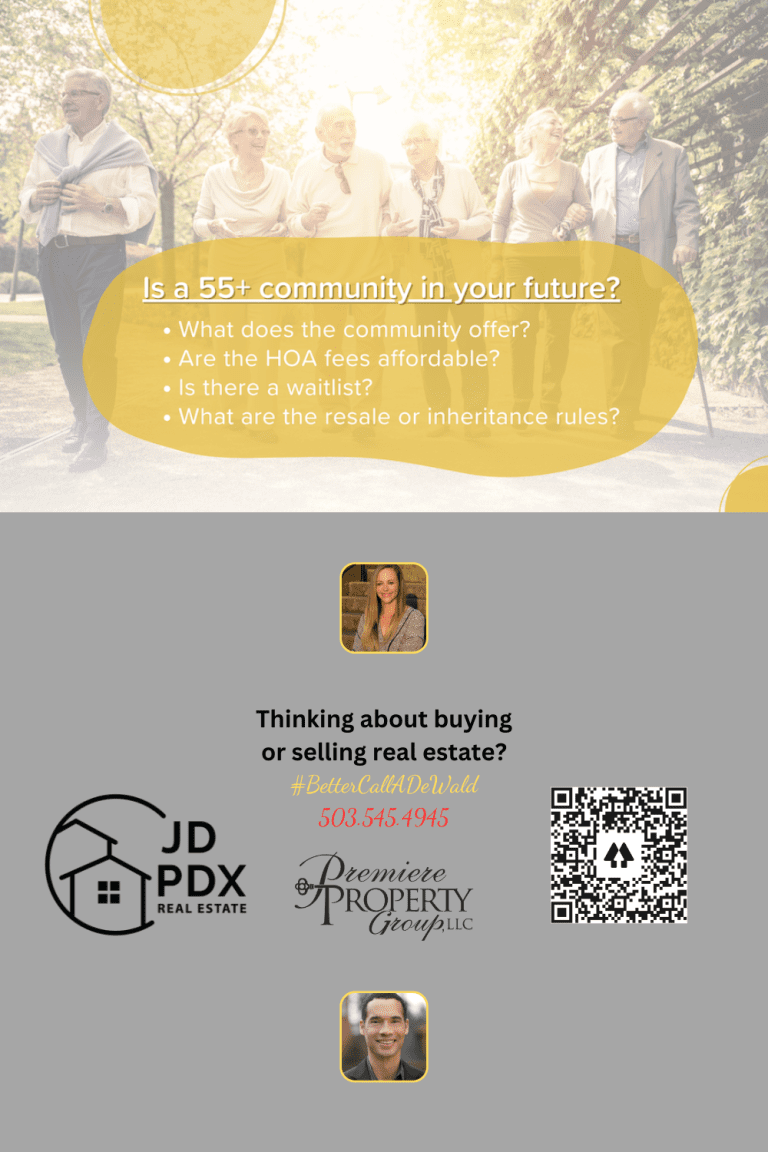 Benefits of 55+ Community. JD PDX Real Estate