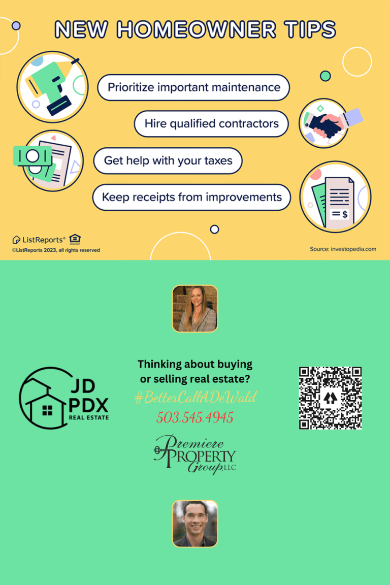 New homeowner tips. JD PDX Real Estate