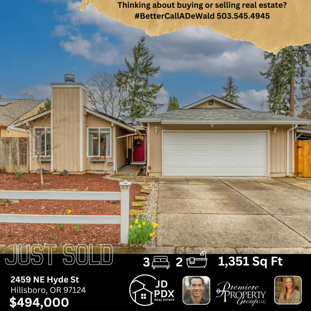 JUST SOLD 2459 NE Hyde St Hillsboro, OR 97124 JD PDX Real Estate