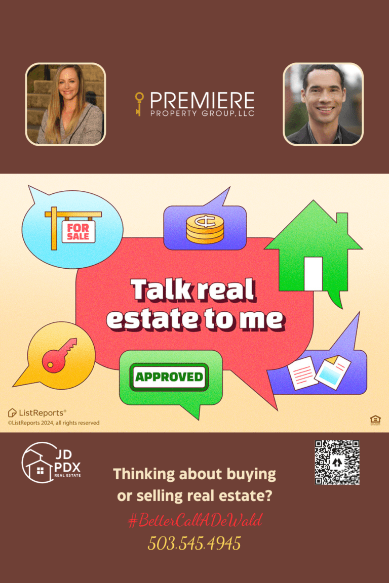 Talk Real Estate To Me. This image features a vibrant and inviting real estate theme with colorful speech bubbles symbolizing various aspects of real estate, including a "For Sale" sign, a house, a key, coins, an "Approved" message, and document icons. The central text, "Talk real estate to me," is bold and surrounded by these symbols, suggesting an open and engaging conversation about real estate.