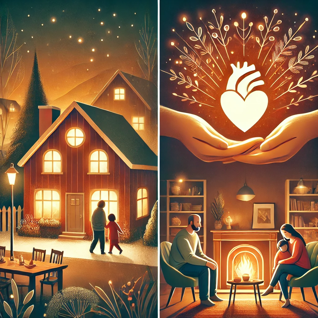 Home is Where the Heart is. Valentine’s-themed real estate graphic with the message 'Fall in Love with a New Home This February' displayed inside a large heart. The background features a pink grid pattern with scattered hearts. The bottom section includes agent photos, contact details, the tagline '#BetterCallADeWald