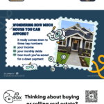 How Much House Can You Afford.Wondering how much house you can afford? It depends on income, monthly debts, and savings for a down payment.” Includes a photo of a blue house, agent photos, JD PDX Real Estate and Premiere Property Group logos, phone number 503.545.4945, and hashtag #BetterCallADeWald.