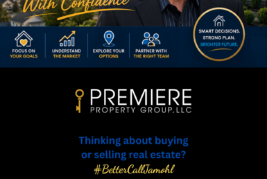 Portland-area real estate agent standing confidently in front of a modern home with the headline "How to Navigate Today's Real Estate Market With Confidence," highlighting smart home buying and selling strategies in Washington County, Oregon.