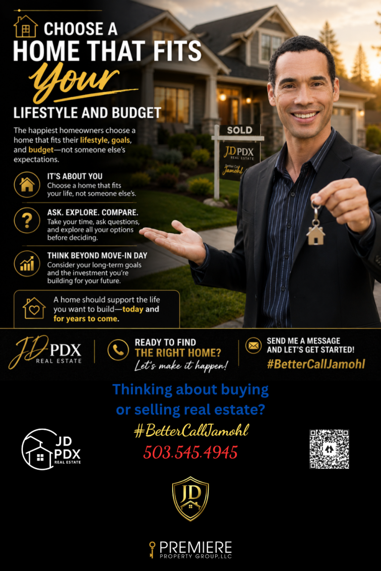 Portland-area Realtor holding house keys in front of a beautiful home with tips on choosing the right home for your lifestyle and budget